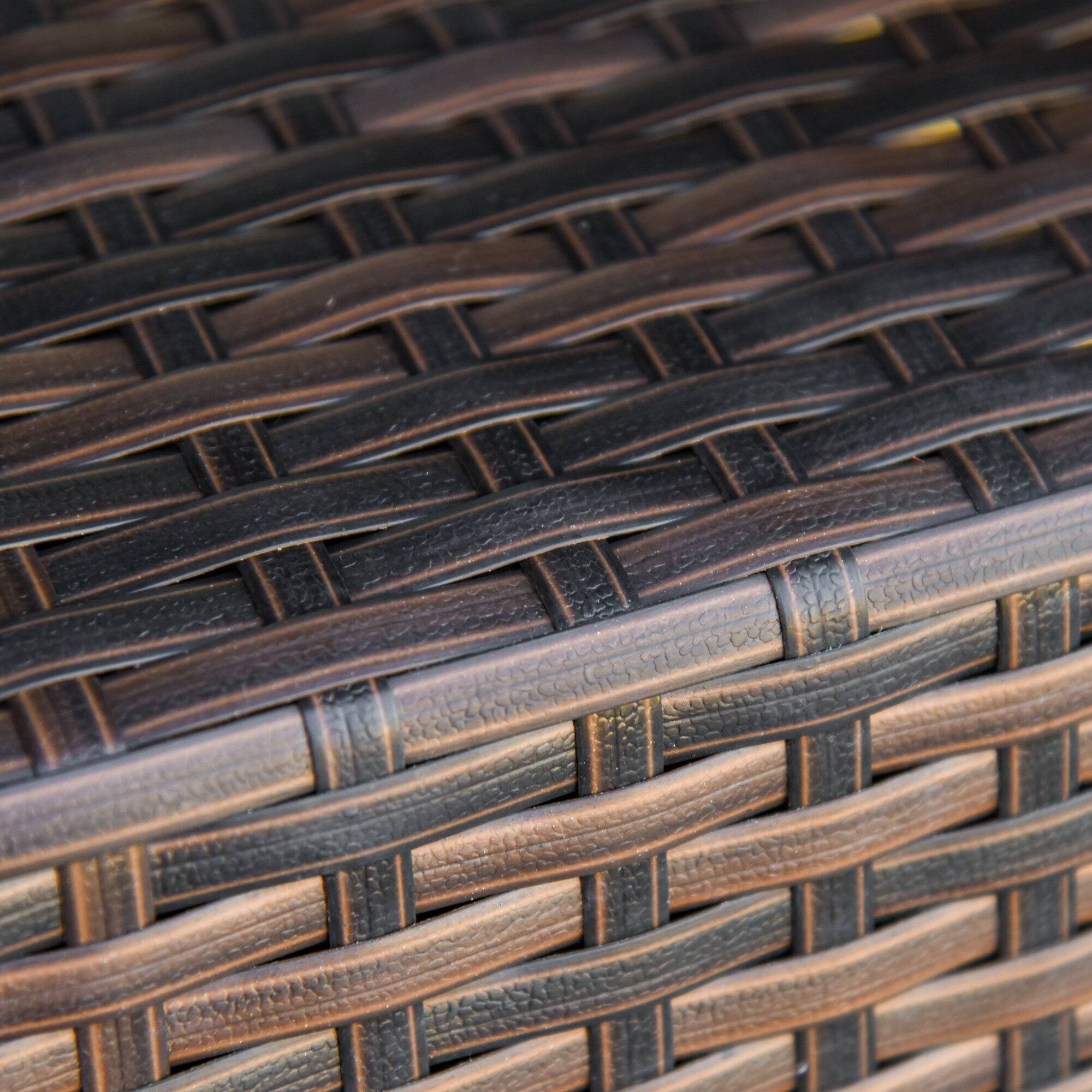 Alt View 7. Outsunny - Outdoor Side Table with Umbrella Hole, 2 Tier Rattan Wicker End Table with Storage Shelf, All Weather for Outdoor - Brown.