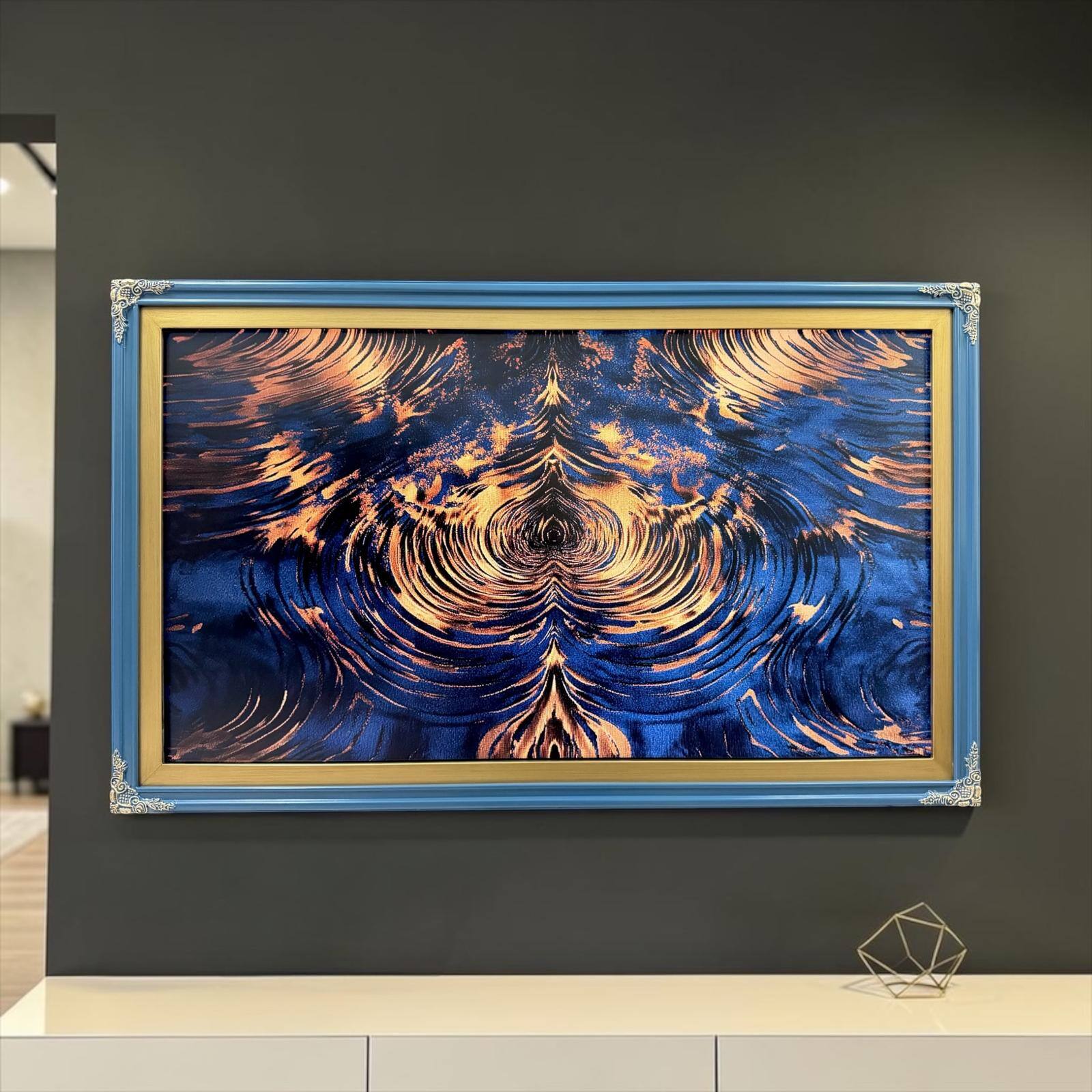 Alt View 9. LAREDO FRAME FACTORY - 65 inch Hisense Canvas TV Ornate frame, Canvas TV by Hisense - HONKY TONK BLUE WITH GOLD ACCENTS.