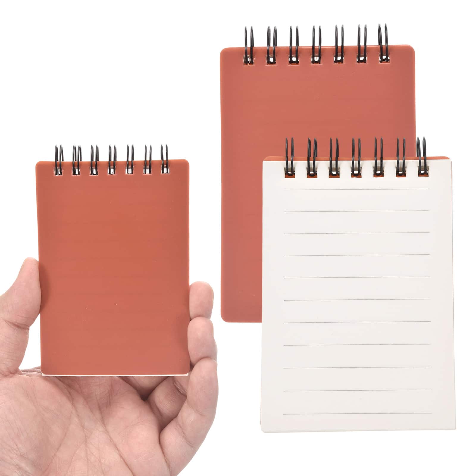 Unique Bargains - 2pcs 3x5 Inch Aesthetic Pocket Notebooks, Spiral Lined Pages Portable Flip Notes 80 Sheets/160 Pages Office - Red