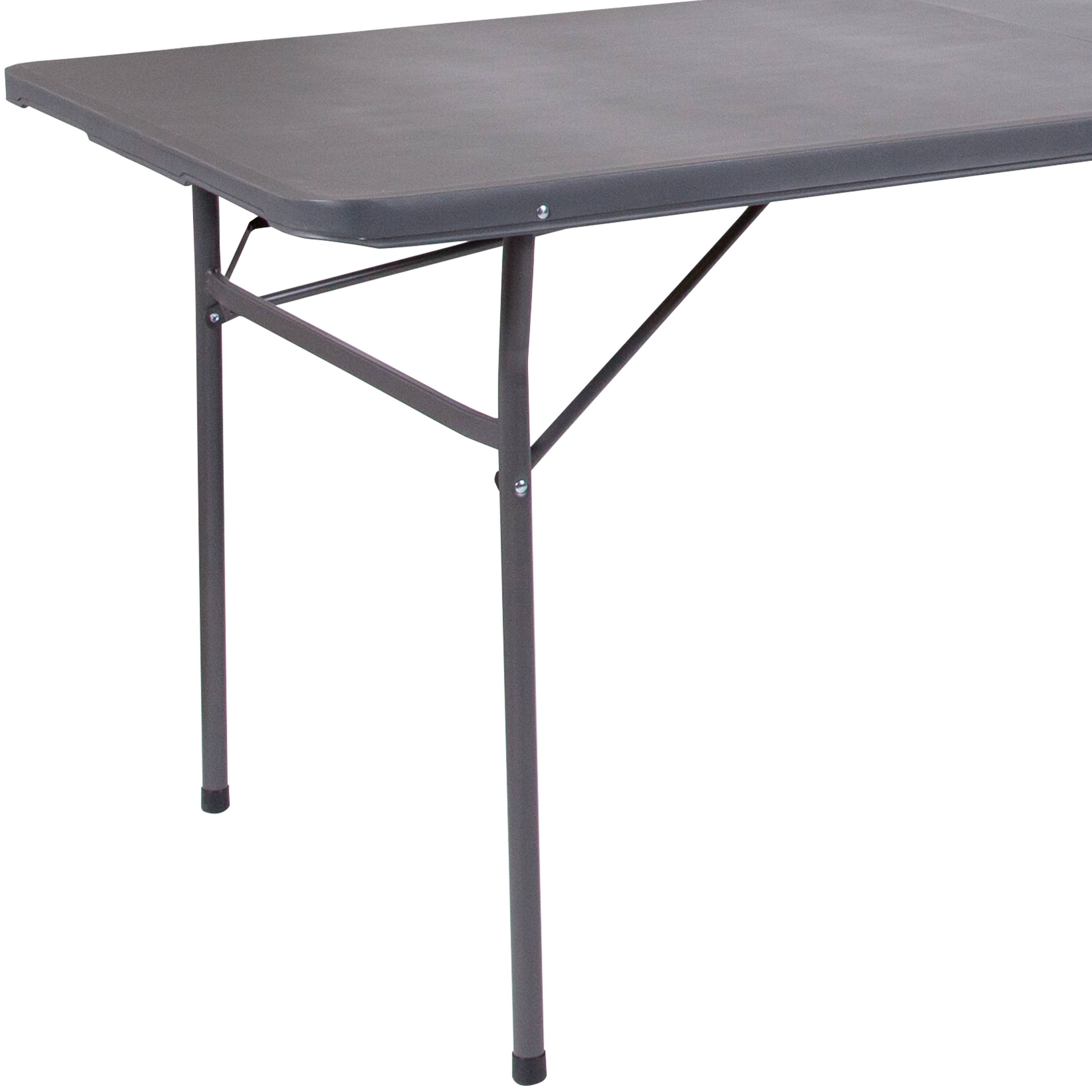 Alt View 7. Emma + Oliver - 6-Foot Bi-Fold Plastic Banquet and Event Folding Table with Handle - Dark Gray.