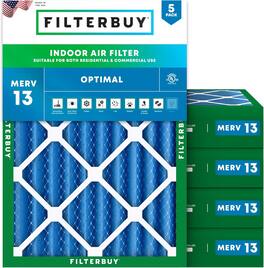 Filterbuy - 23x25x4 MERV 13 Smoke & Allergy Defense, Electrostatic Pleated HVAC AC Furnace Air Filters Replacement (5-Pack) - Blue
