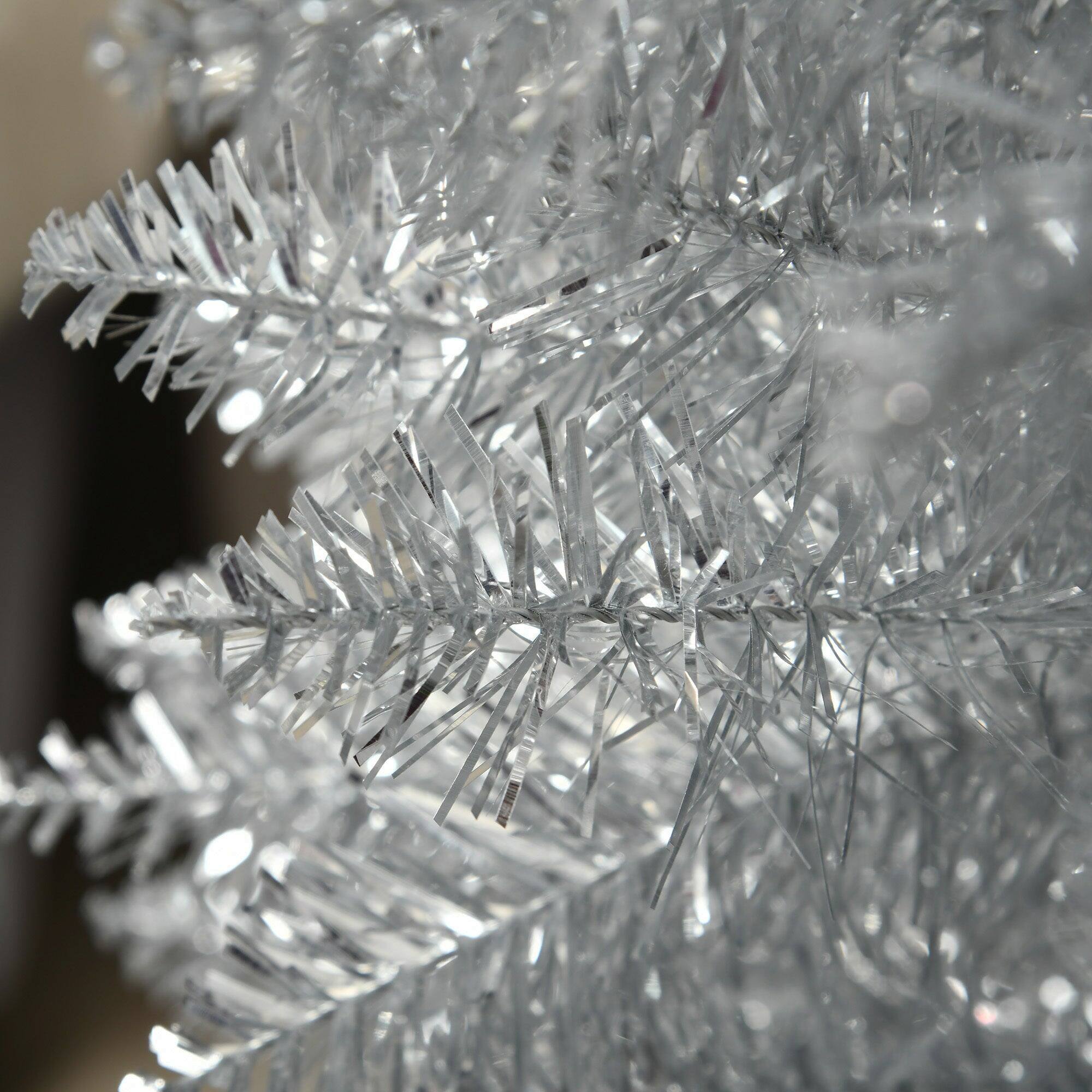 Back. BreeBe - 6 ft Artificial Pencil Christmas Tree - Silver.