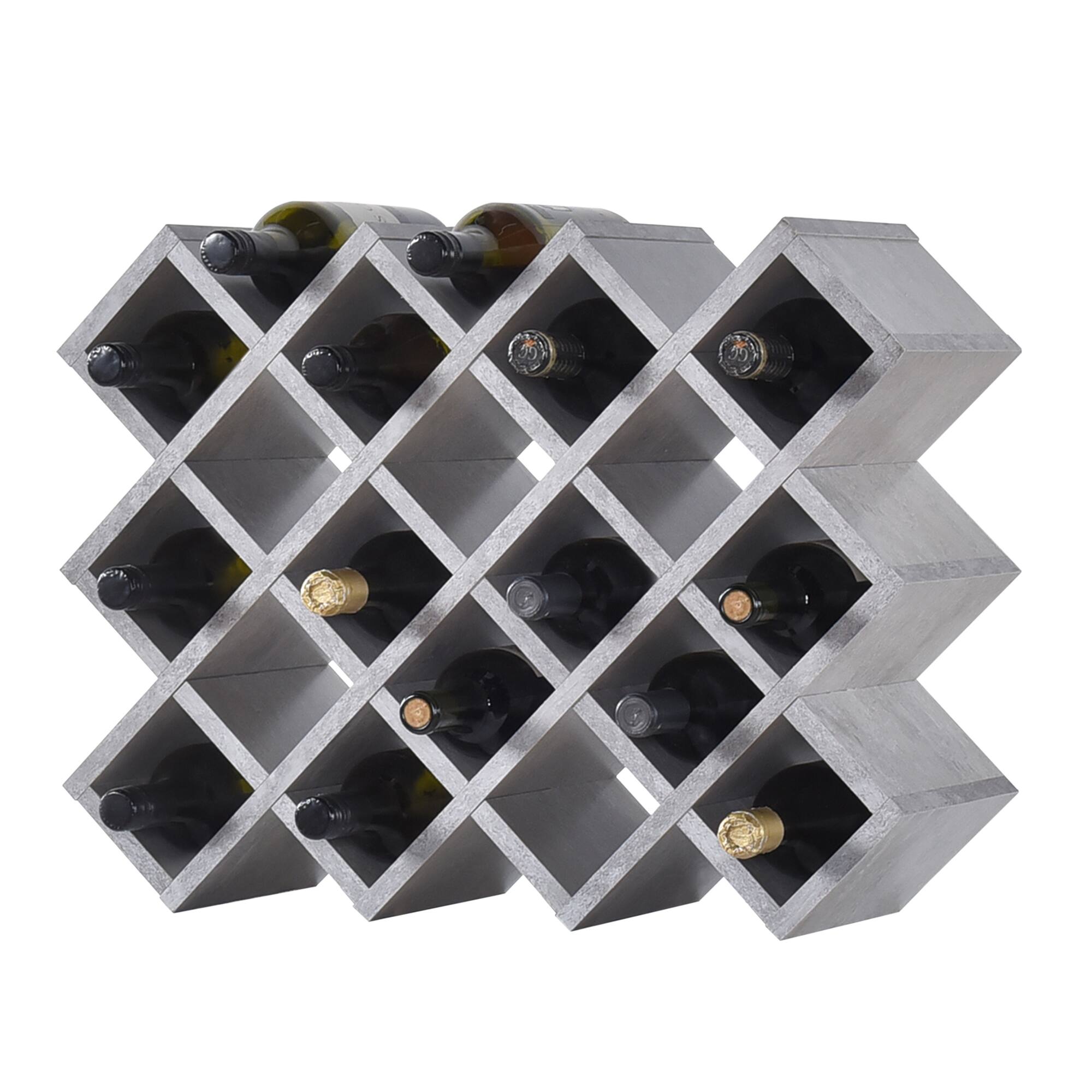 Angle. Kings Brand Furniture - Kings Brand Furniture Freestanding Wooden Wine Rack, 21-Bottle Storage Organizer for Kitchen and Home Bar.