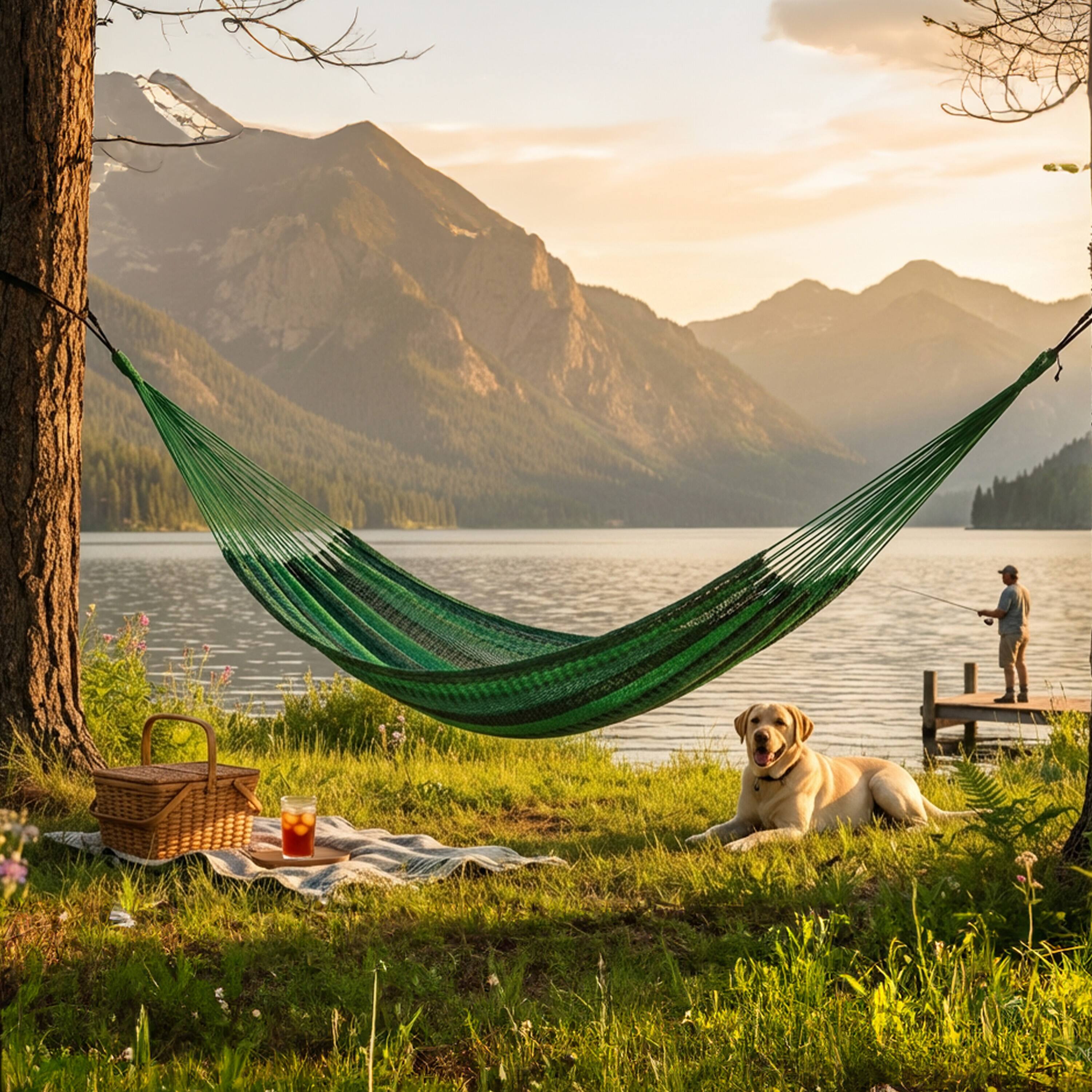 Alt View 9. Sunnydaze - 2-Person Cotton and Nylon Woven Mayan Hammock - Meadow.