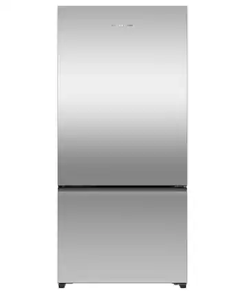 Front. Fisher & Paykel - 32 in. Wide 18.2 Cu. Ft. Bottom Mount Freezer Freestanding Refrigerator with Ice - Stainless Steel.
