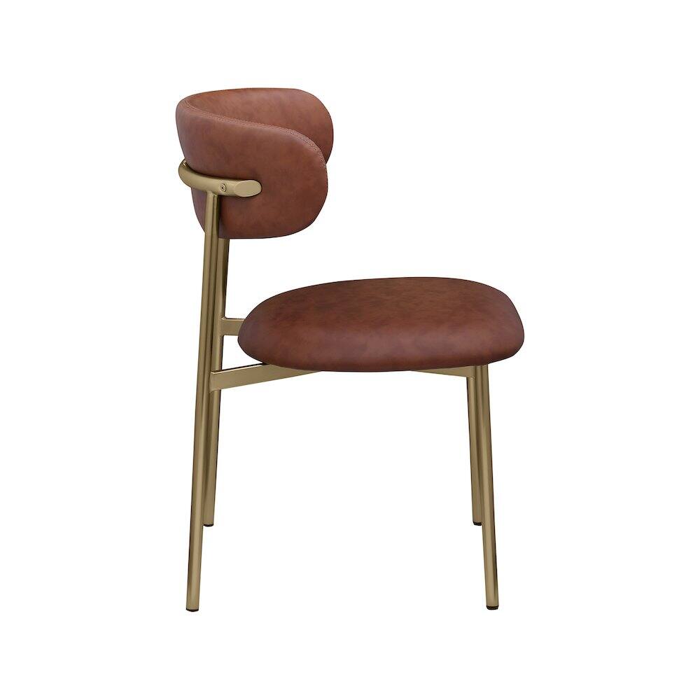 Alt View 3. Meridian Furniture - Lupita Brown Vegan Leather Dining Chair, Set of 2 - Brown.