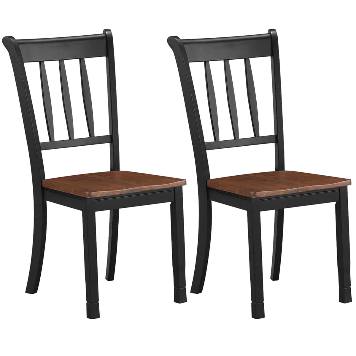 Costway - Set of 2 Wood Dining Chair High Back Kitchen Whitesburg Side Chair - Black