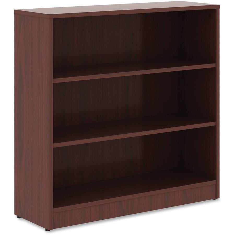 Left. Lorell - Lorell Laminate Bookcase 3 Shelf 36" H x 36" W x 12" D Sturdy Adjustable Shelf  Laminate Mahogany - Brown|Mahogany.
