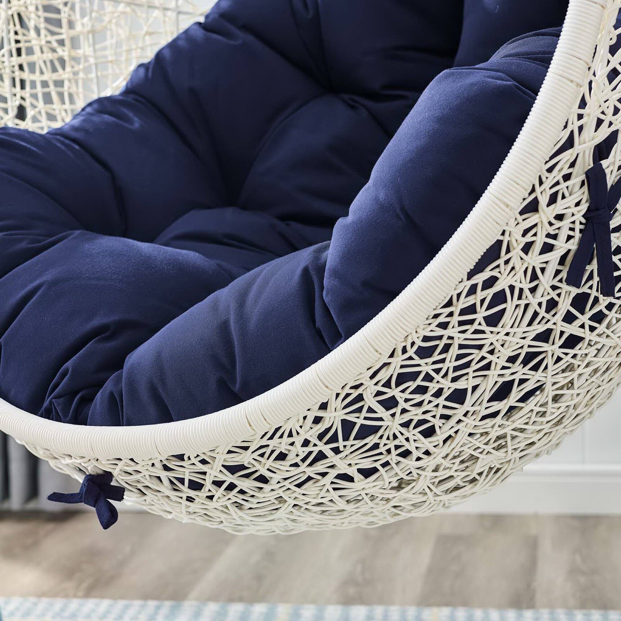 Alt View 4. Modway - Hide Outdoor Patio Sunbrella® Swing Chair With Stand by Modway - White Navy.