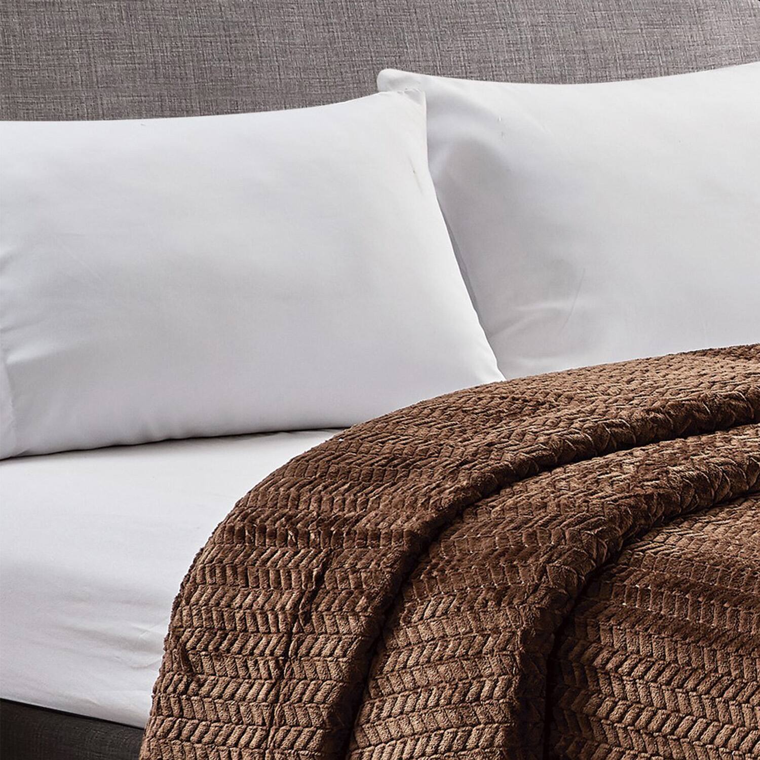 Alt View 2. Noble House - Plazatex Chevron Braided Stylish Soft Comfortable and Lightweight All Seasons Blanket Twin Chocolate - Chocolate.