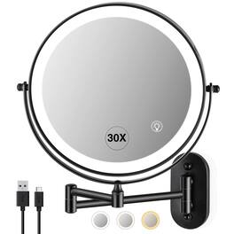 COTTAGE - Lighted Makeup Mirror With Magnification Double Sided Dual Touch Magnifying Lights swivel Bathroom Extendab - Black 02 30X