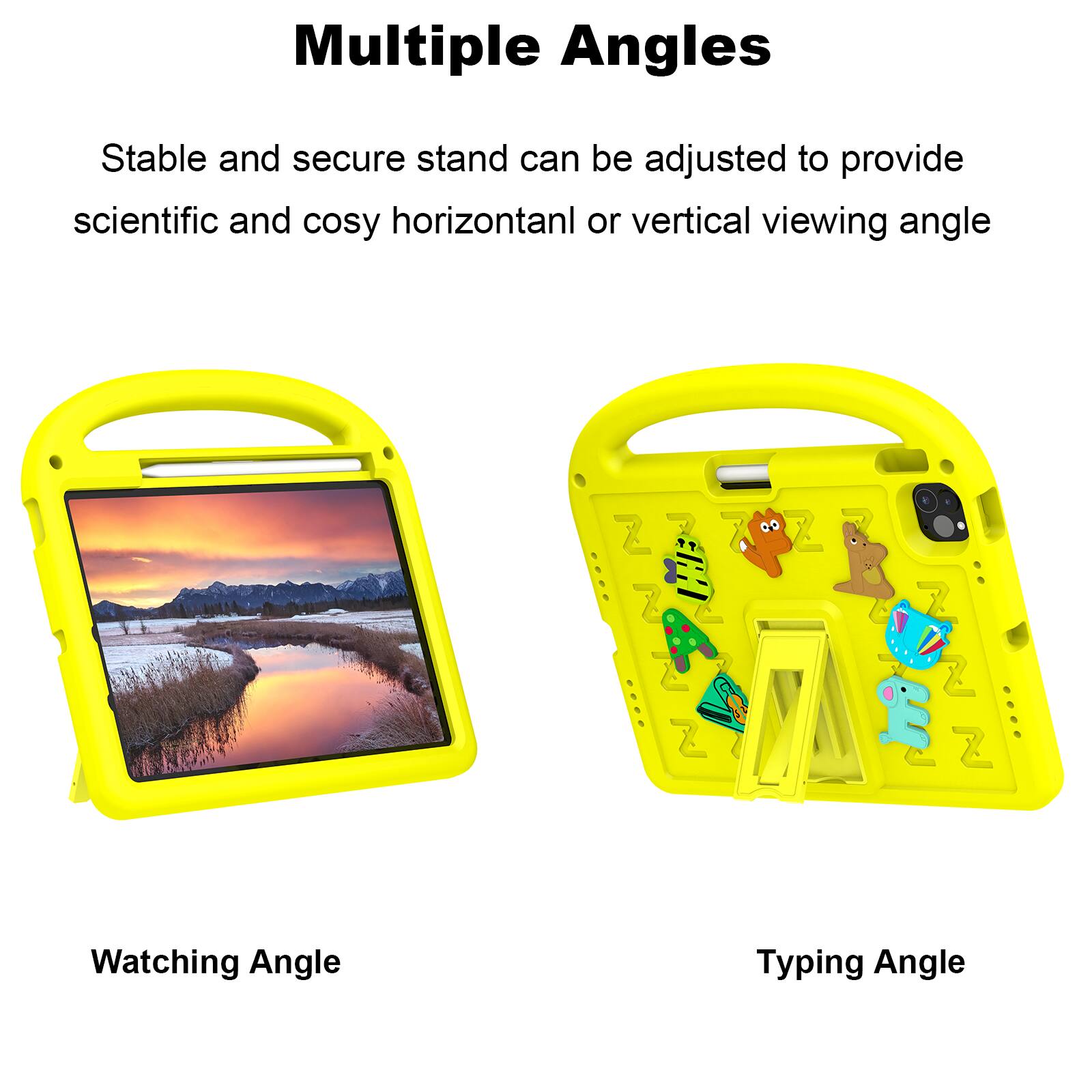 Multiple Angles

Stable and secure stand can be adjusted to provide scientific and cosy horizontal or vertical viewing angle

Watching Angle

Typing Angle