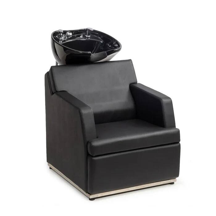 Front. Winado - Salon Backwash Unit Shampoo Chair with Tilting Porcelain Bowl & Retractable Sprayer & Rubber Neck Rest for Barbershop - Black.