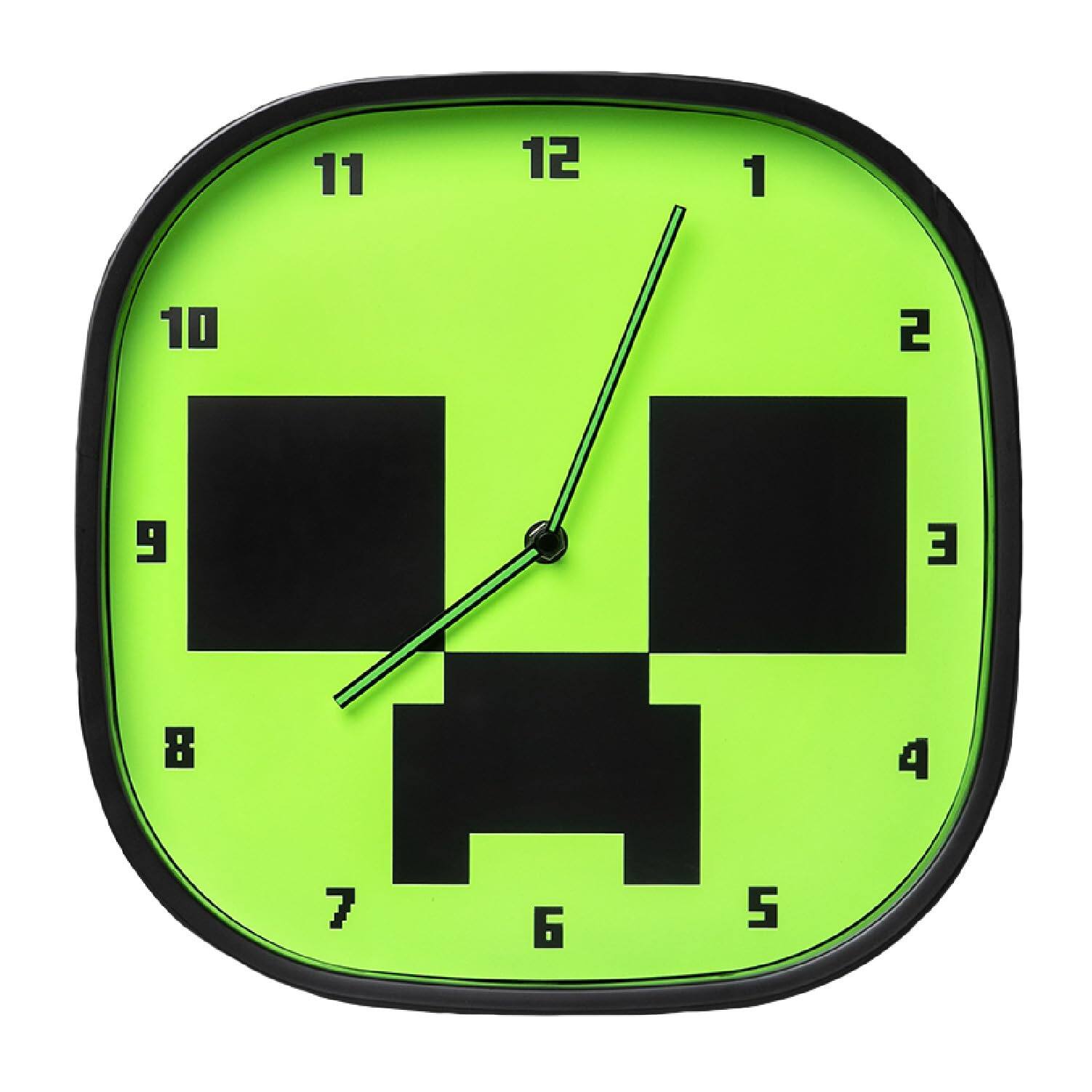 Front. Vulpecula Spade - Minecraft Creeper Glow In the Dark Wall Clock - Officially Licensed Silent, Non-Ticking Clock - Includes 3 Sheets of - Multicolor.