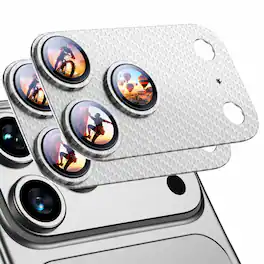 Dteck - 2-Pack Camera Lens Protector for Apple iPhone 18 Pro Max Fiber Texture Metal Tempered Glass Cover - Silver