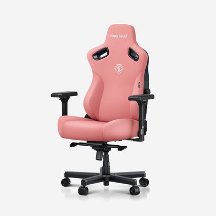 Front. AndaSeat - Kaiser 3 Ergonomic Computer Gaming Chair with PVC Leather, Lumbar Support, Magnetic Headrest & 4D Armrests - L Size - Creamy Pink.