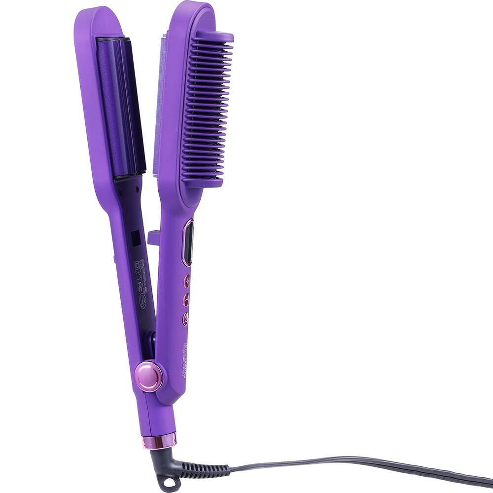 Alt View 2. John Frieda - 2-in-1 Heated Hair Brush & Waver - Purple.