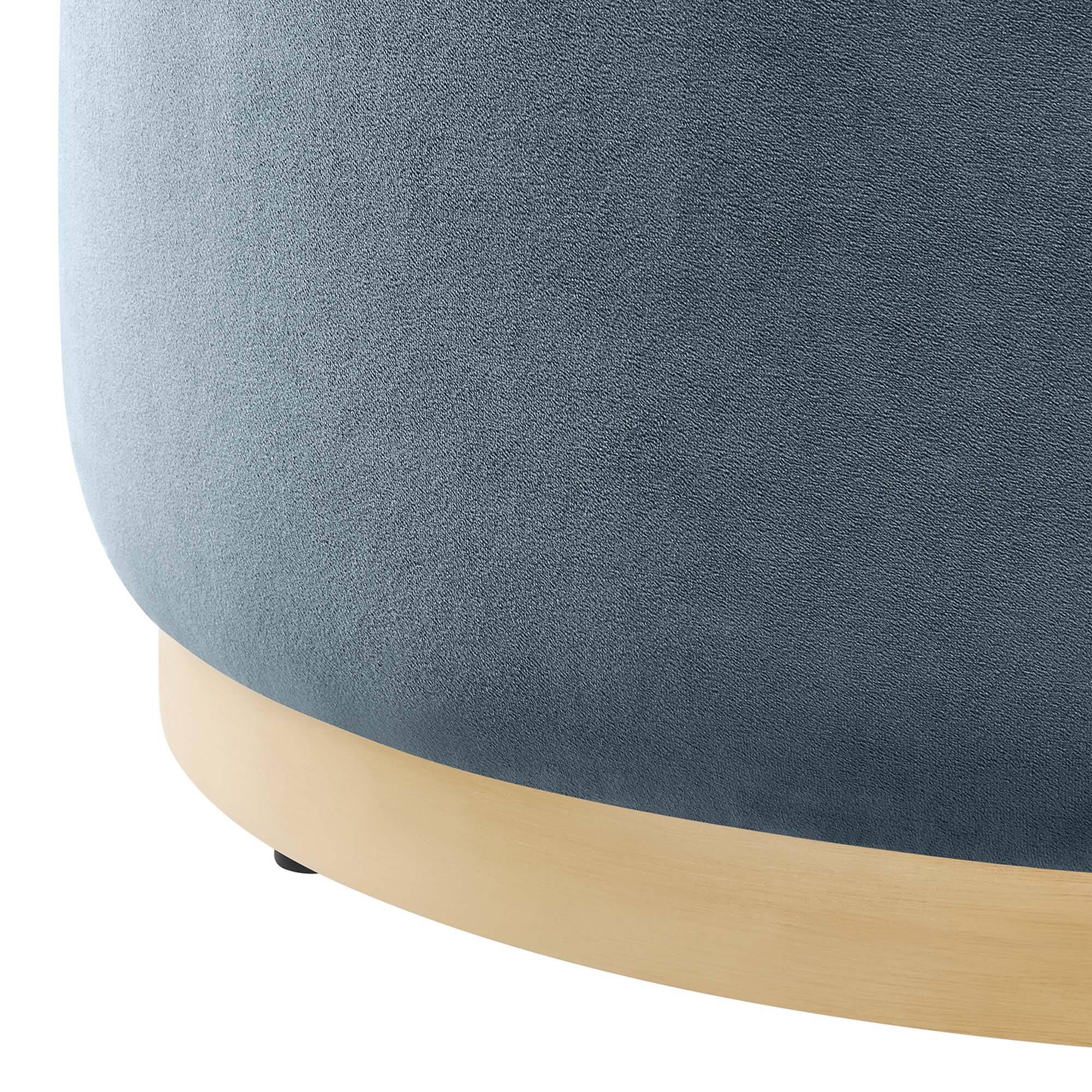 Alt View 3. Modway - Tilden Large 29" Round Performance Velvet Upholstered Ottoman by Modway - Cadet Blue Natural.