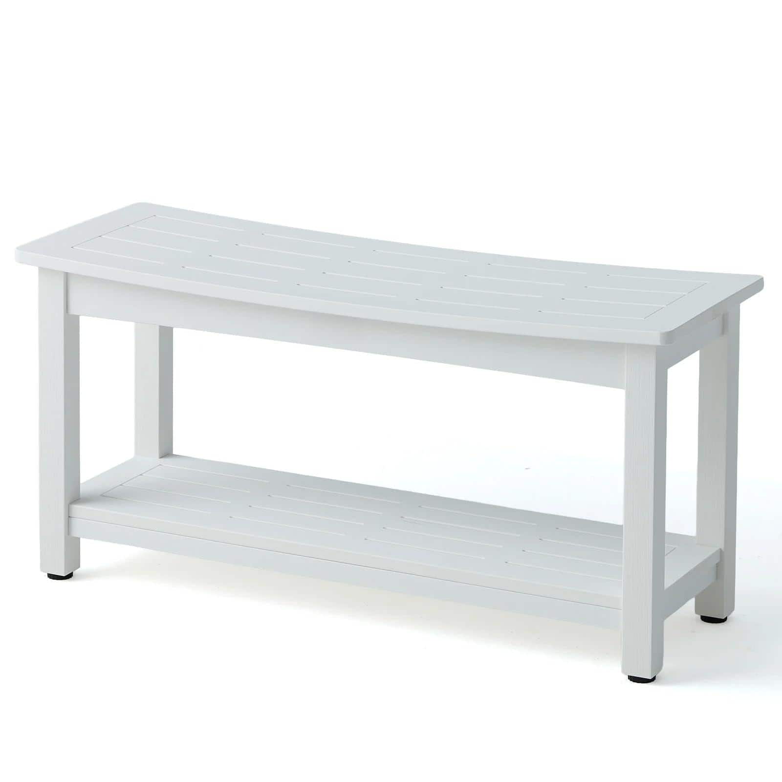 JETRANSPORT - Shower Bench Seat Waterproof Stool For Shaving Foot Spa Bathroom Bath Chair Weather Resistant/non-slip - White XXL (36*13*18‘’)