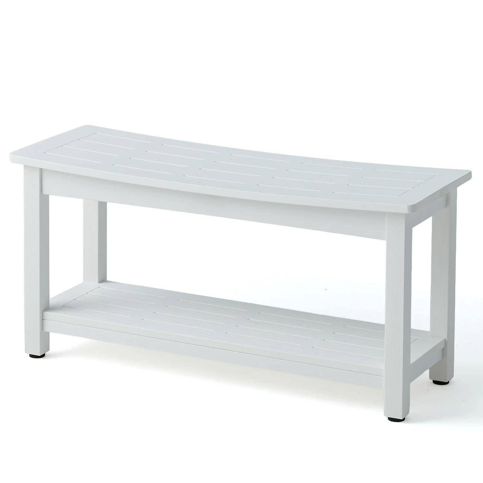 Front. JETRANSPORT - Shower Bench Seat Waterproof Stool For Shaving Foot Spa Bathroom Bath Chair Weather Resistant/non-slip - White XXL (36*13*18‘’).