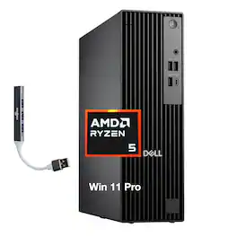 Dell - Upgraded - Pro Slim QCS1255 Desktop (Ryzen 5 8500G, 32GB, 1TB SSD, AMD Radeon 740M, Win 11 Pro) w/USB Hub - Black