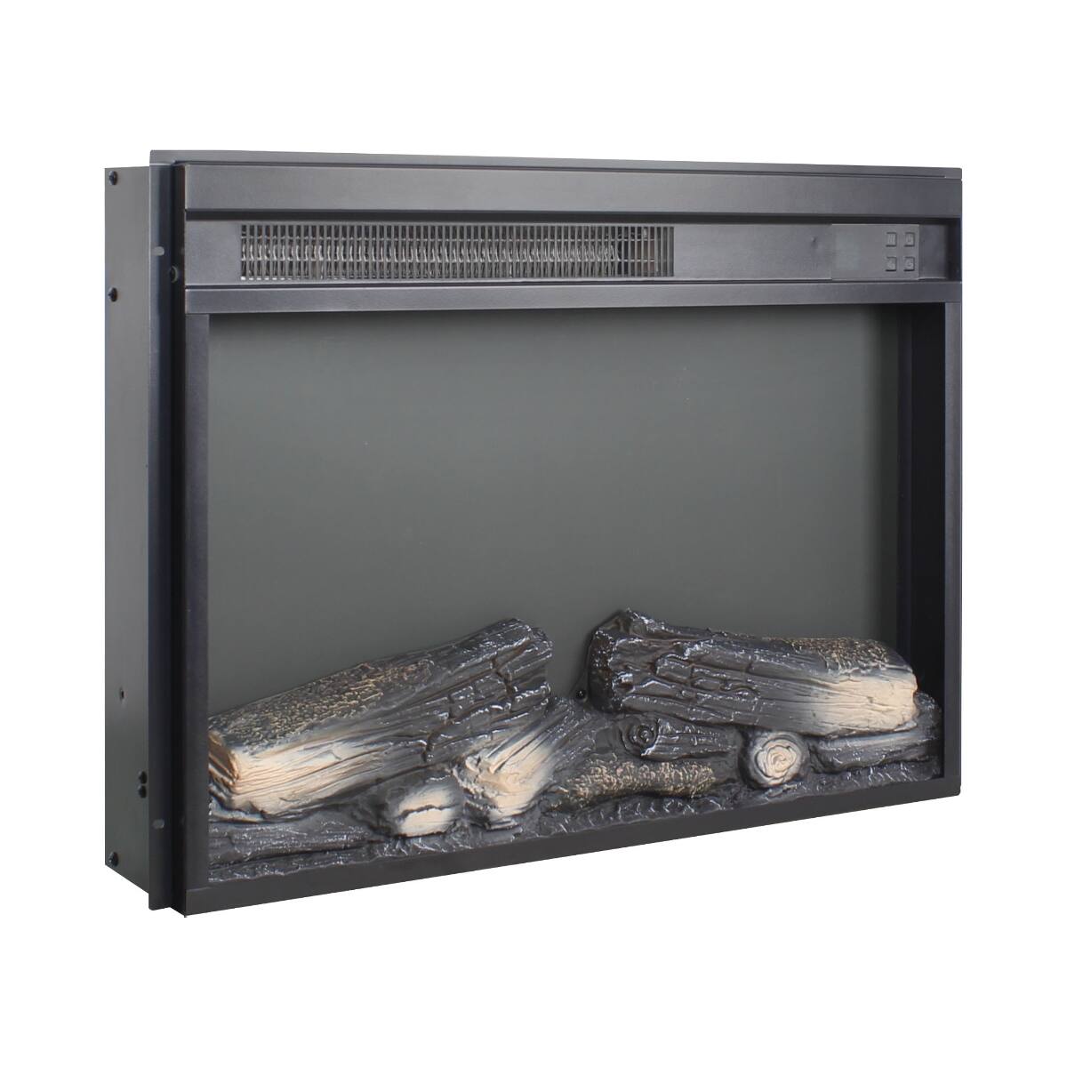 Alt View 3. Loheer - Loheer 23 inch electric fireplace insert, ultra thin heater with log set, 1400W, Antique Black - Antique Black.