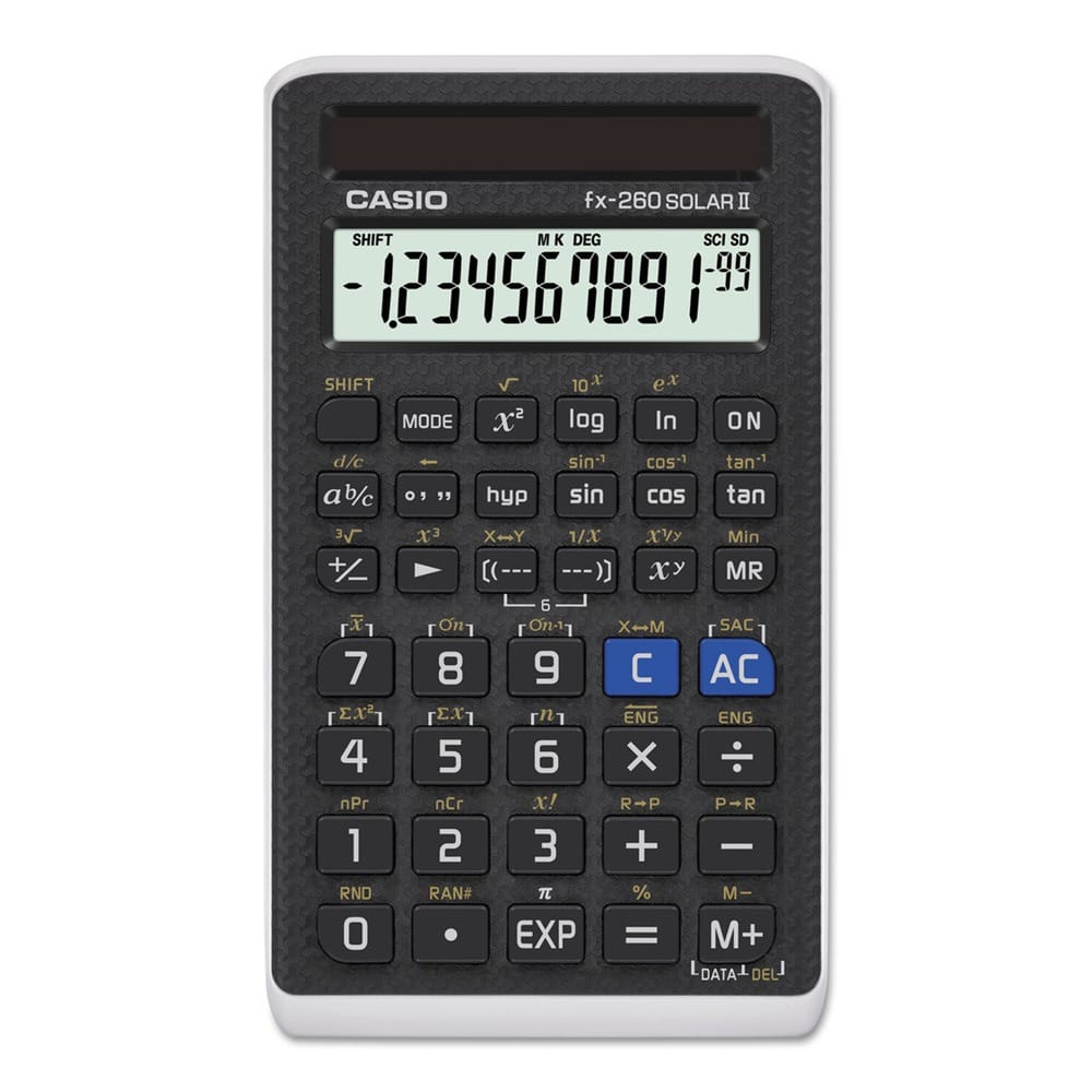 Casio - FX260SLRII FX-260 Solar II 10-Digit LCD All-Purpose Scientific Calculator - Black