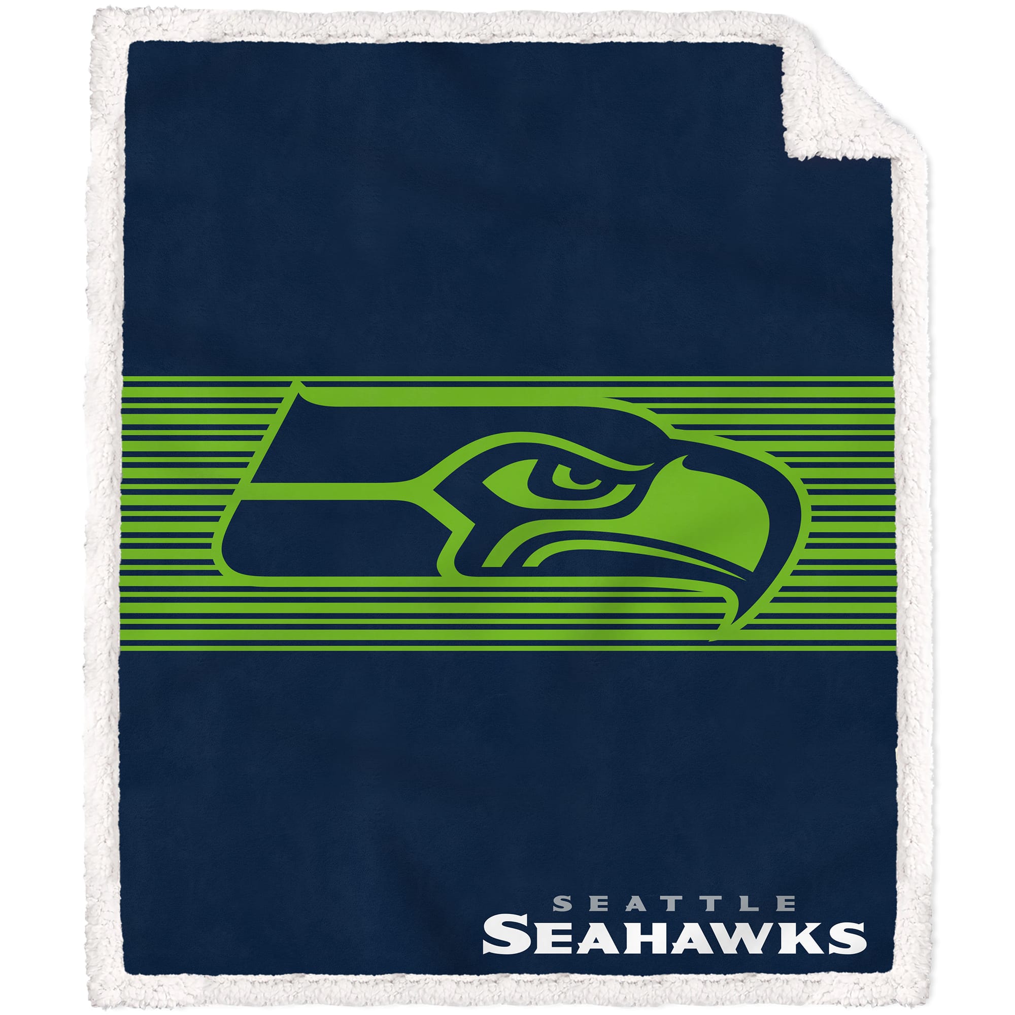 Pegasus - Seattle Seahawks 50'' x 60'' Center Stripe Sherpa Trim Blanket - Multicolor