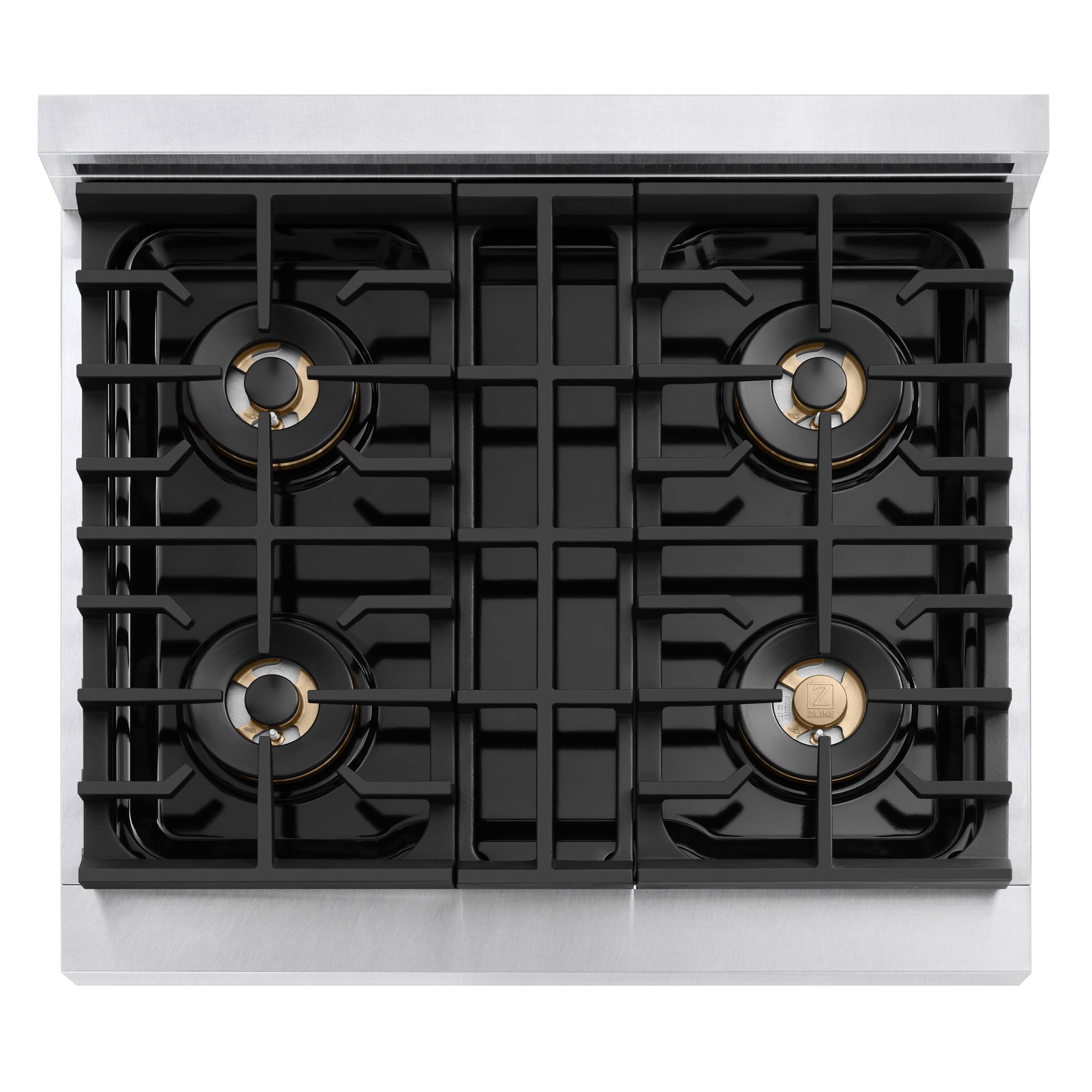Alt View 10. ZLINE - 30 in. 4.2 cu. ft. Marino Freestanding Manual Clean Gas Range with 4 DuoPro Burners and Convection Oven - Satin Stainless Steel.