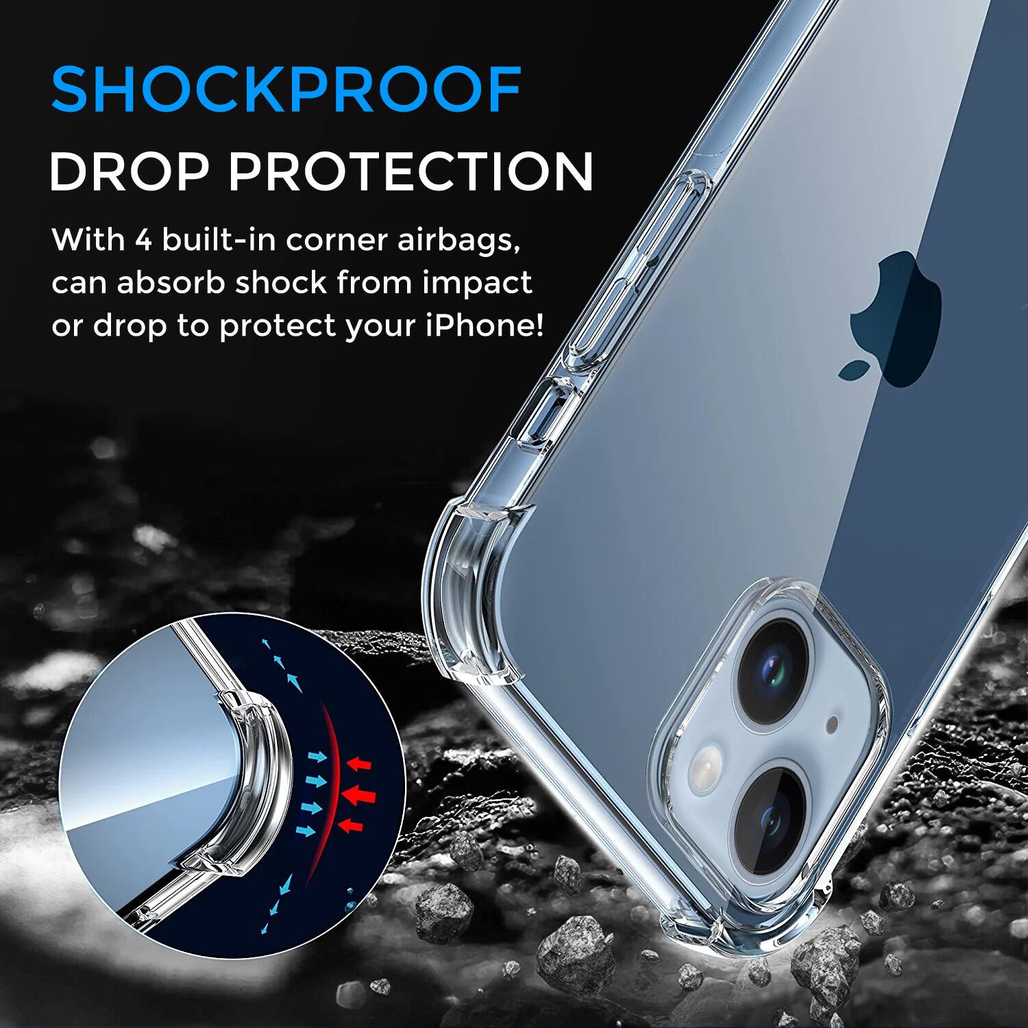 SHOCKPROOF
DROP PROTECTION
With 4 built-in corner airbags, can absorb shock from impact or drop to protect your iPhone!