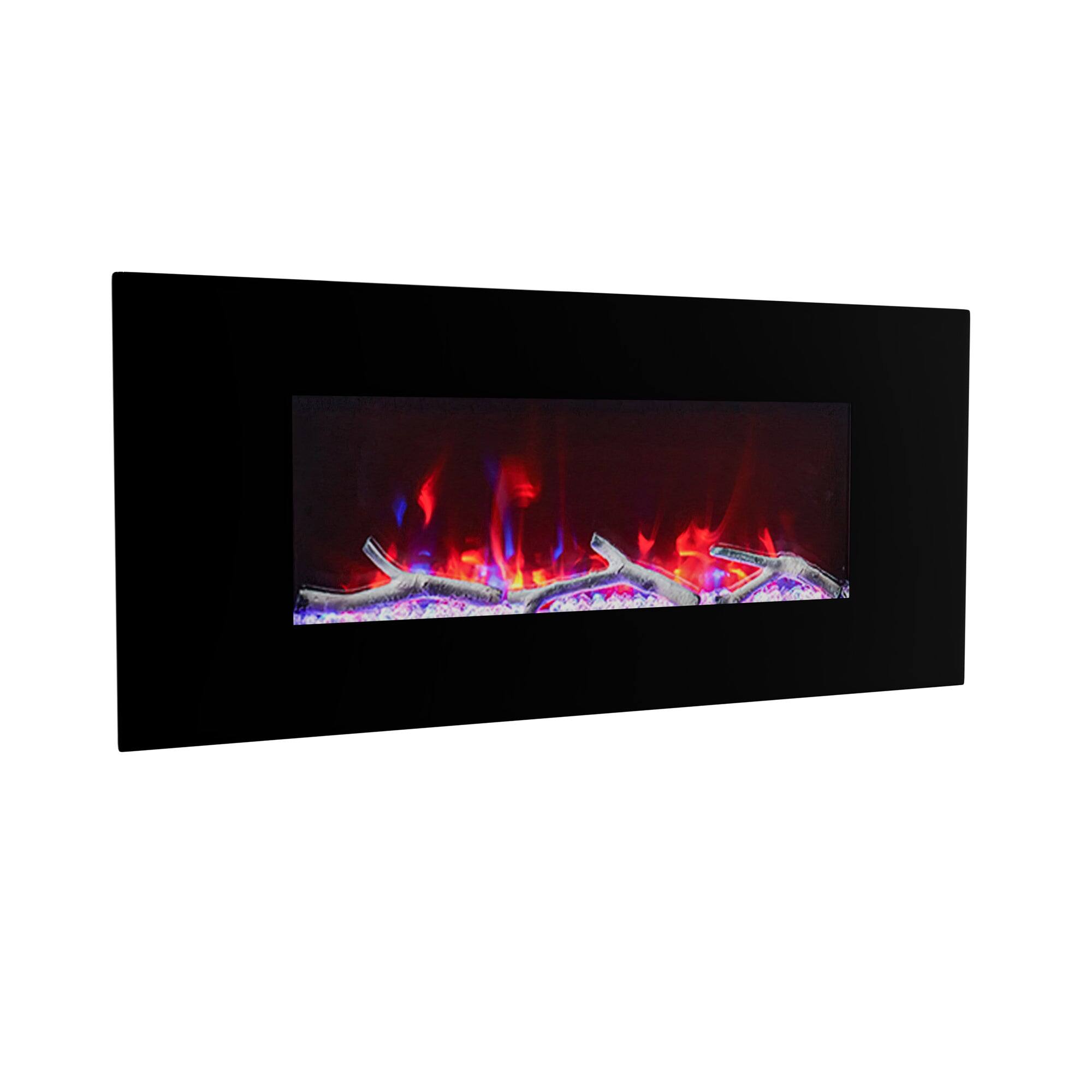 Front. Mondawe - 42" Wall-Mounted Electric Fireplace with Bluetooth & USB Speakers - Black.