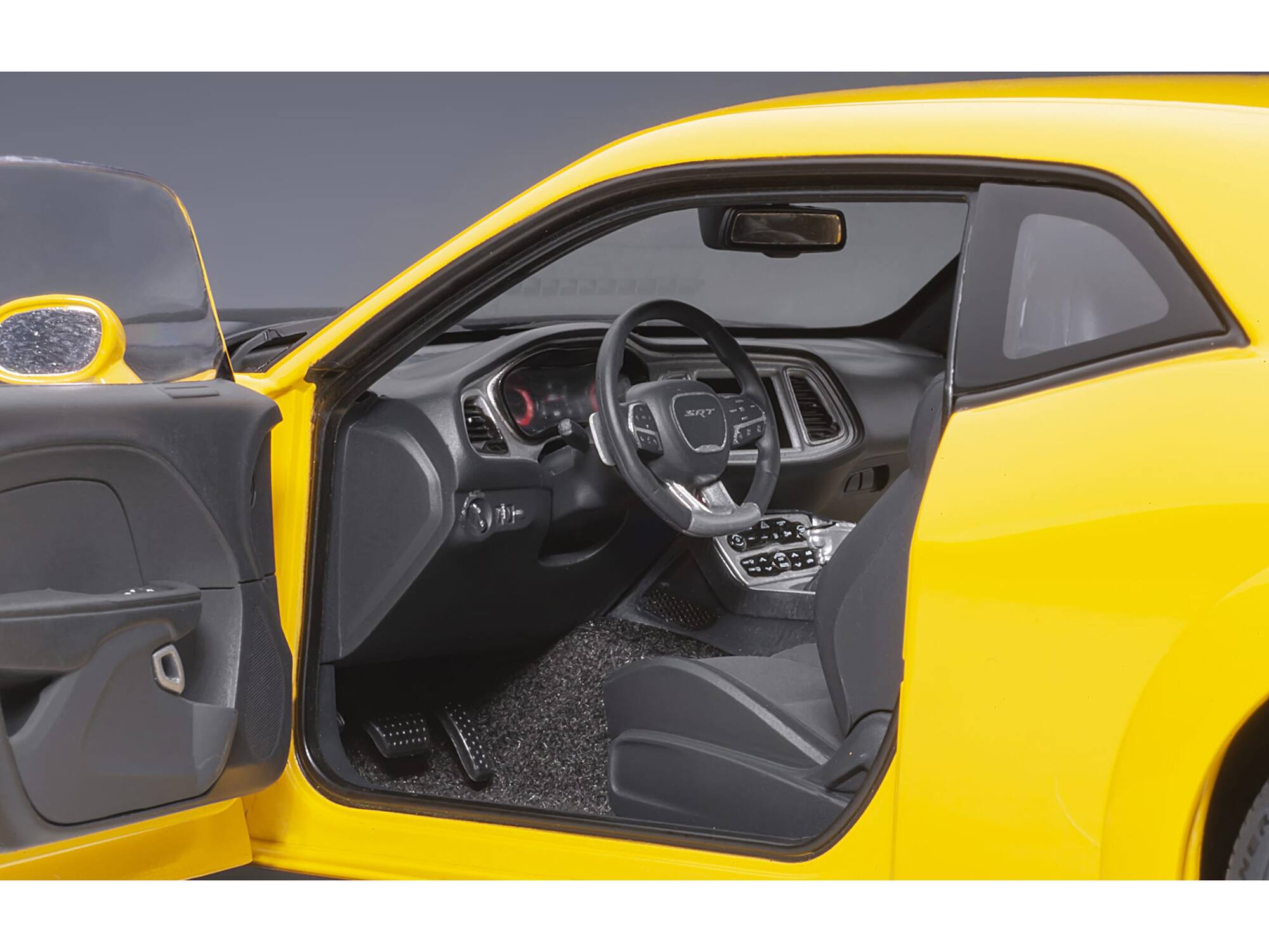 Alt View 3. Autoart - Dodge Challenger SRT Hellcat Widebody Yellow Jacket with Satin Black Hood 1/18 Model Car by Autoart.