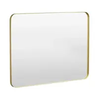 LOVMOR - 48 in. W x 36 in. H Tempered Glass Rounded Rectangle Framed Wall-Mounted Bathroom Vanity Mirror in Gold - Gold - Angle_Zoom