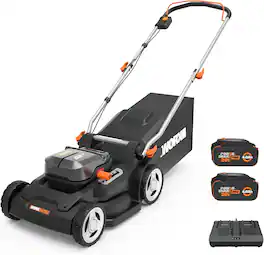 WORX - WG745 40V 17'' Cordless Push Lawn Mower (2 Batteries & Charger Included) - Black