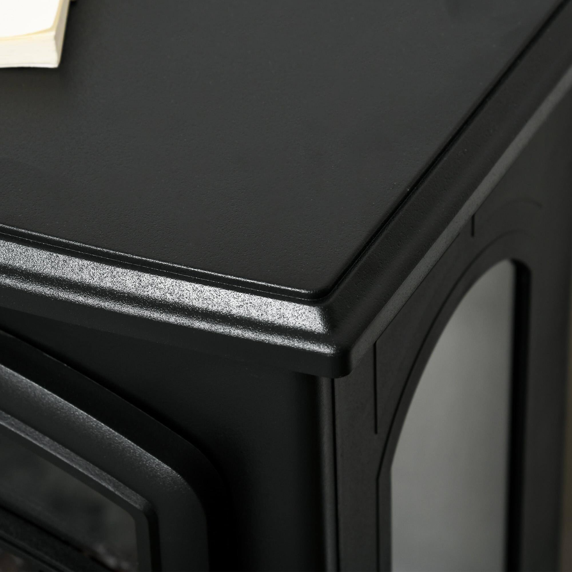 Angle. Resenkos - Electric Fireplace Heater Freestanding Fireplace Stove with 3-Side Realistic Flame Overheat Protection, Black - Black.