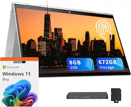 HP - Envy 2-in-1 13.3" Touch Laptop,Intel i7-1195G7,8GB RAM,512GB SSD+160GB Docking Station,Win 11 Pro - Silver
