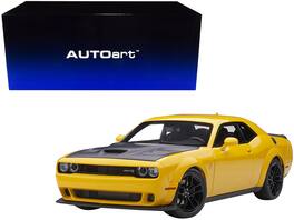 Dodge Challenger SRT Hellcat Widebody 1/18 Model Car by Autoart - Yellow Jacket With Satin Black Hood