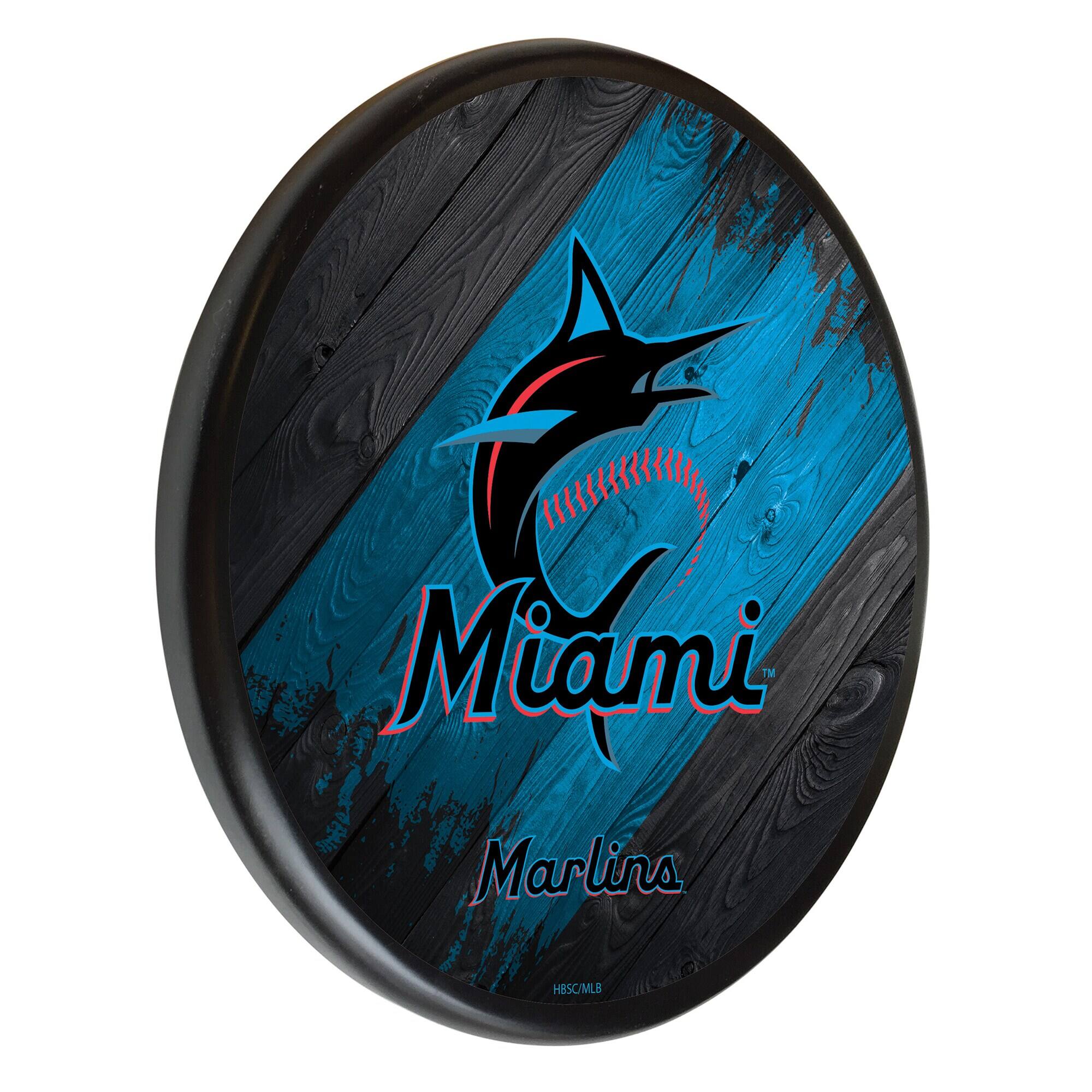 Black Miami Marlins 13" Team Wood Sign