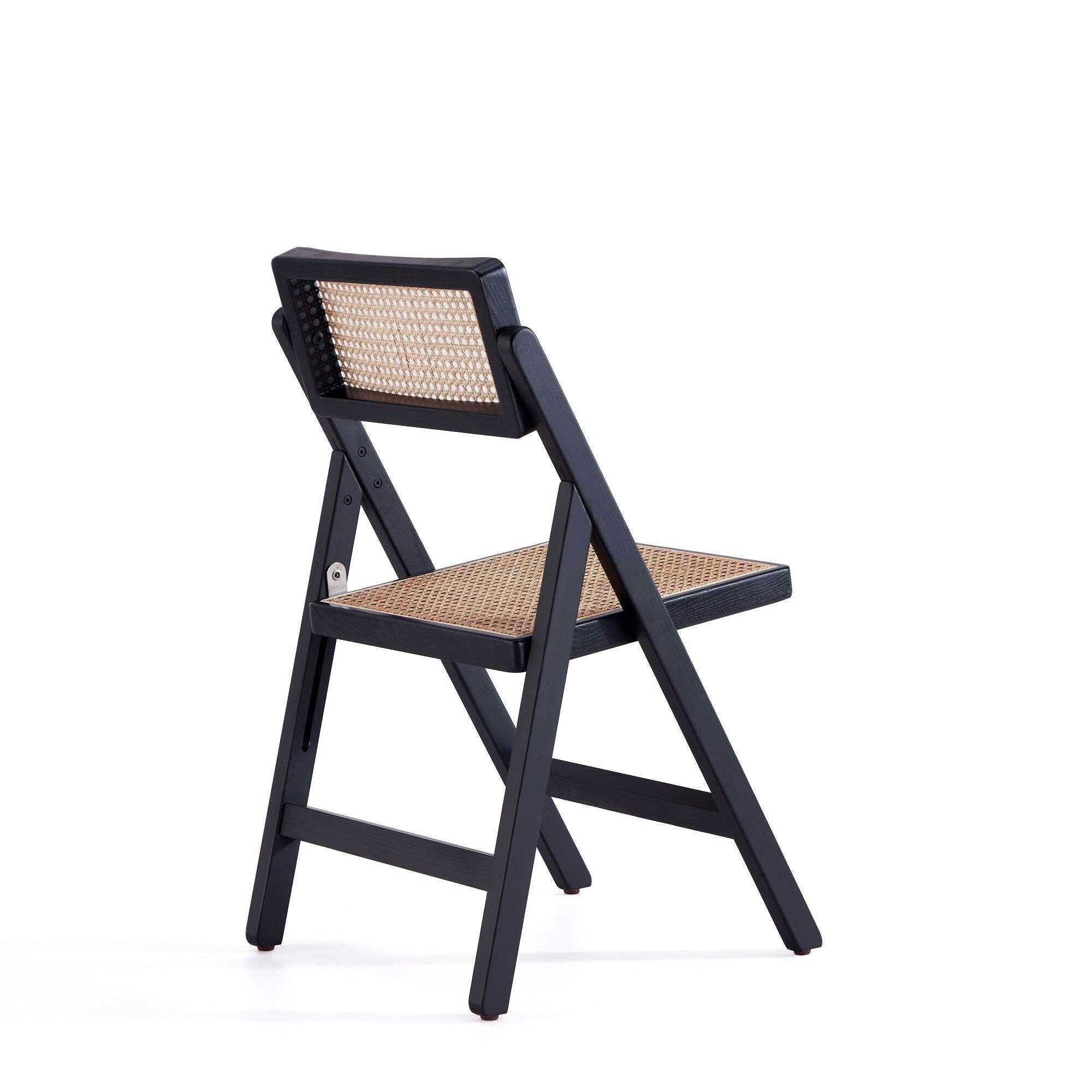 Alt View 3. Manhattan Comfort - Pullman Industry Chic Wood Folding Chair - Set of 2 - Black and Natural.