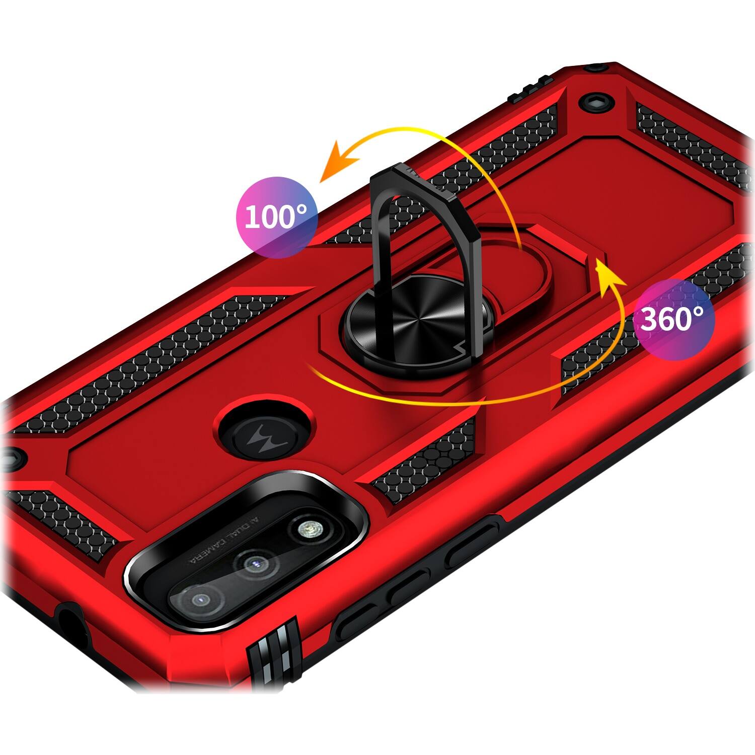 Alt View 11. SaharaCase - Military Kickstand Series Case for Motorola Moto G Pure, G Power 2022, and G Play 2023 - Red.