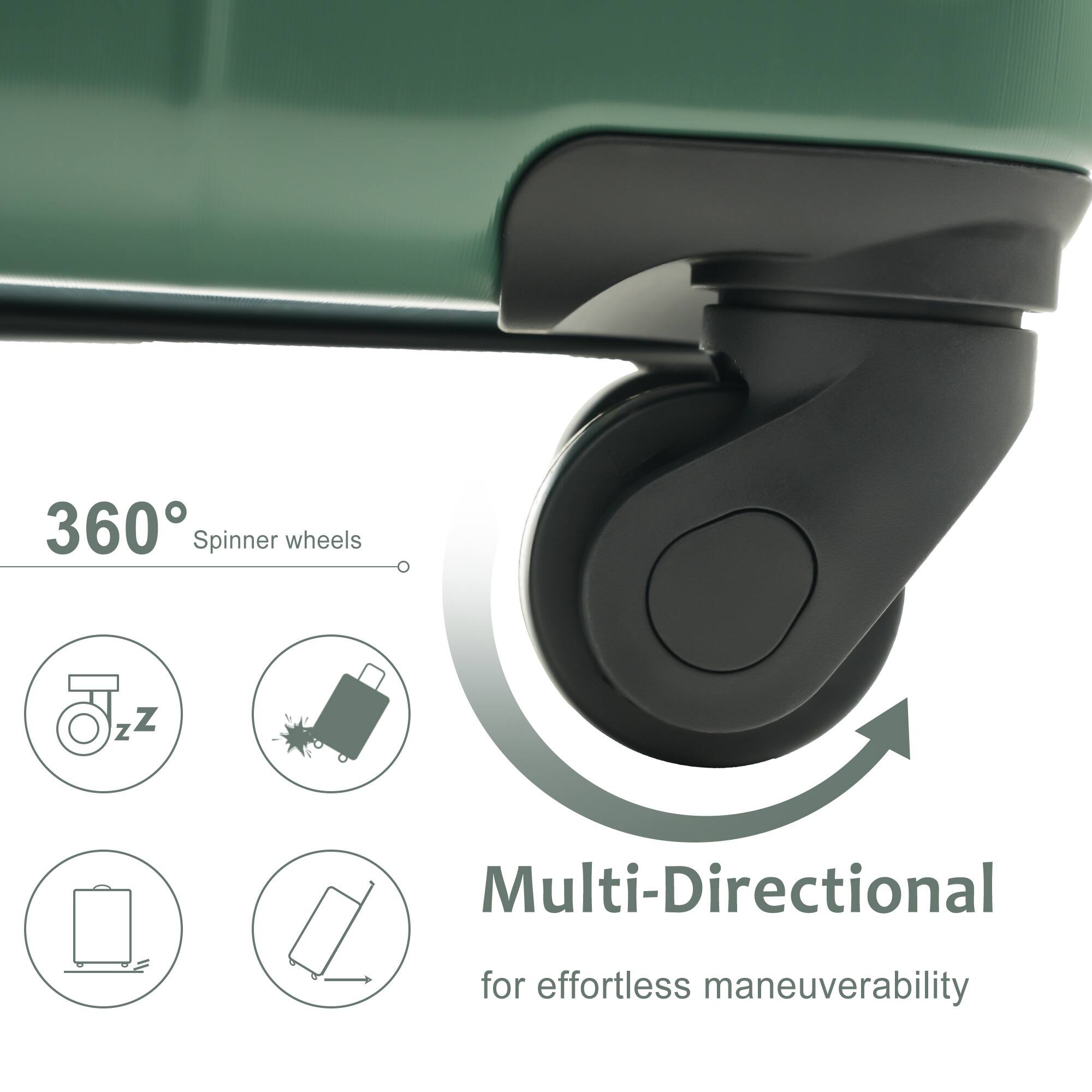 360° Spinner wheels  
Multi-Directional  
for effortless maneuverability