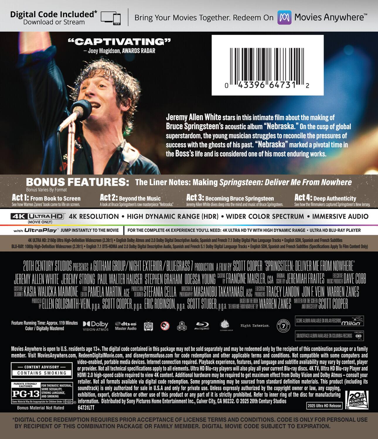 Alt View 1. Springsteen: Deliver Me from Nowhere   - 4K Blu-Ray.