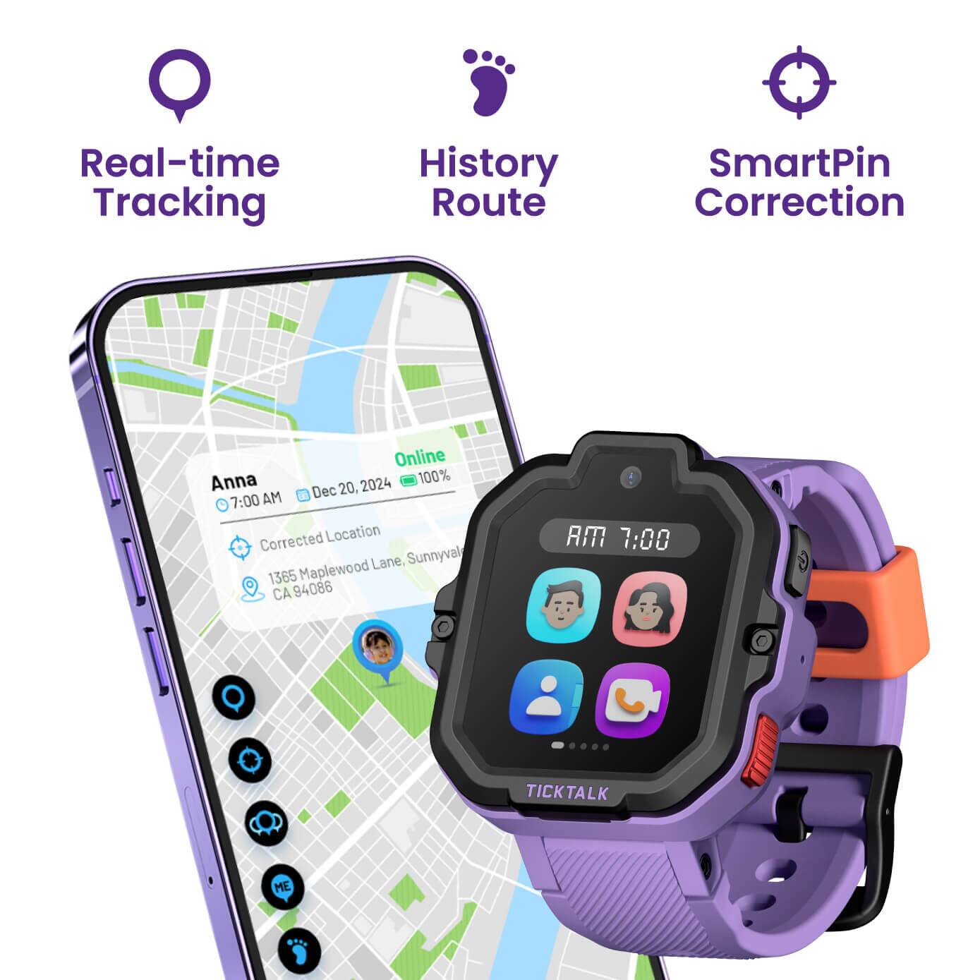 Real-time Tracking  
History Route  
SmartPin Correction  

Anna  
Dec 20, 7:00 AM  
100% Online  

Corrected Location  
1365 Maplewood Lane, Sunnyvale  
CA 94086  

TICKTALK