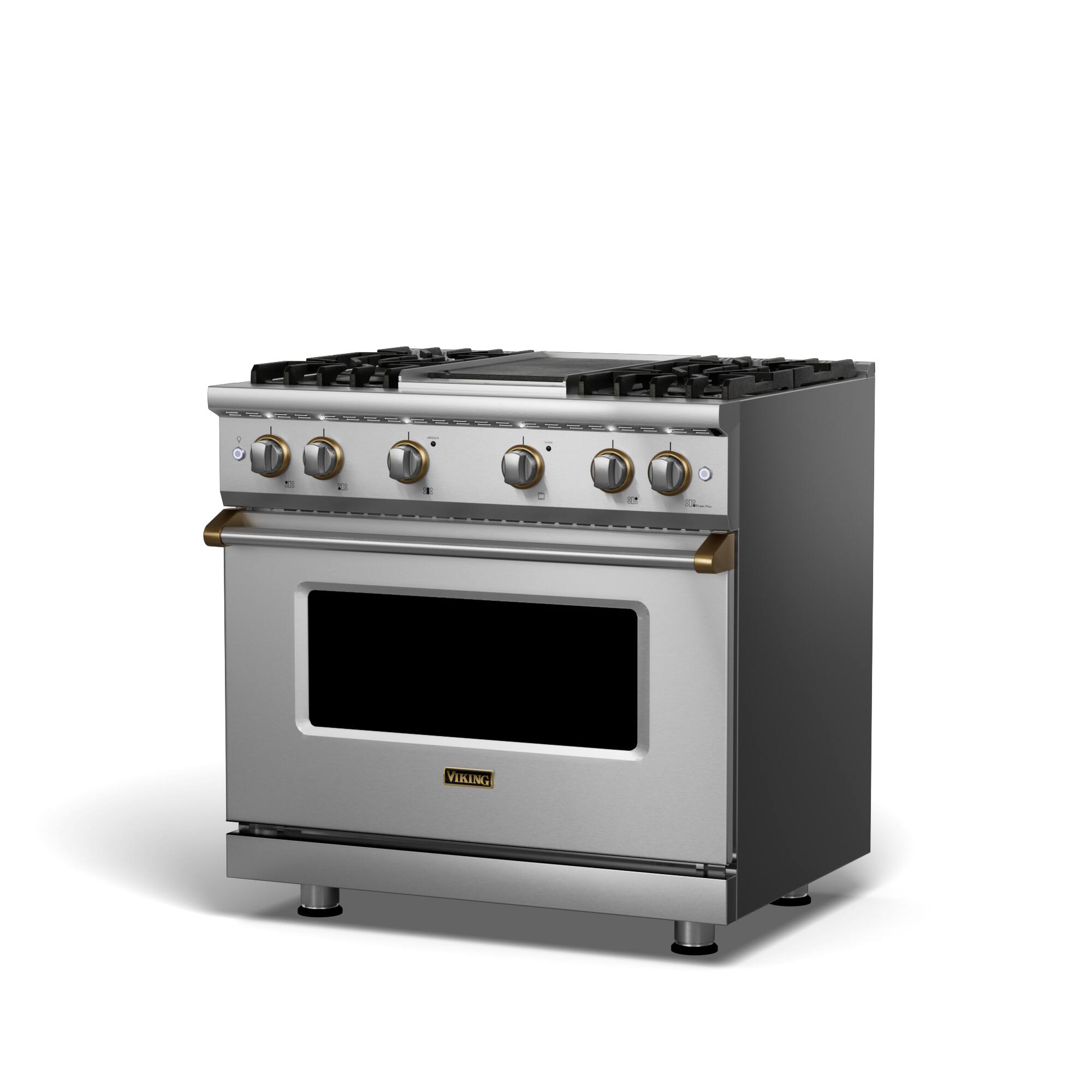 Angle. Viking - 5 Series 5.1 Cu. Ft. Freestanding Liquid Propane Gas Convection Range - Stainless steel.