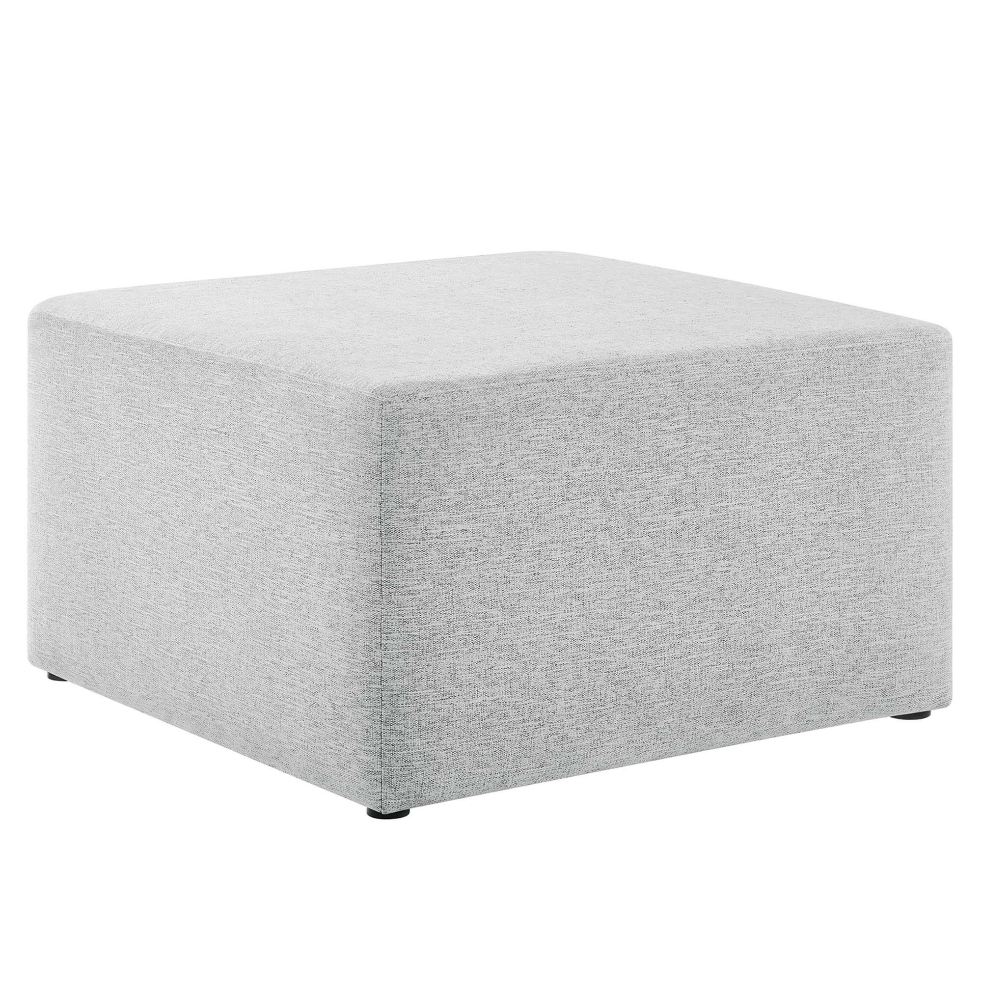 Angle. Modway - Callum Large 28" Square Woven Heathered Fabric Upholstered Ottoman by Modway - Heathered Weave Light Gray.