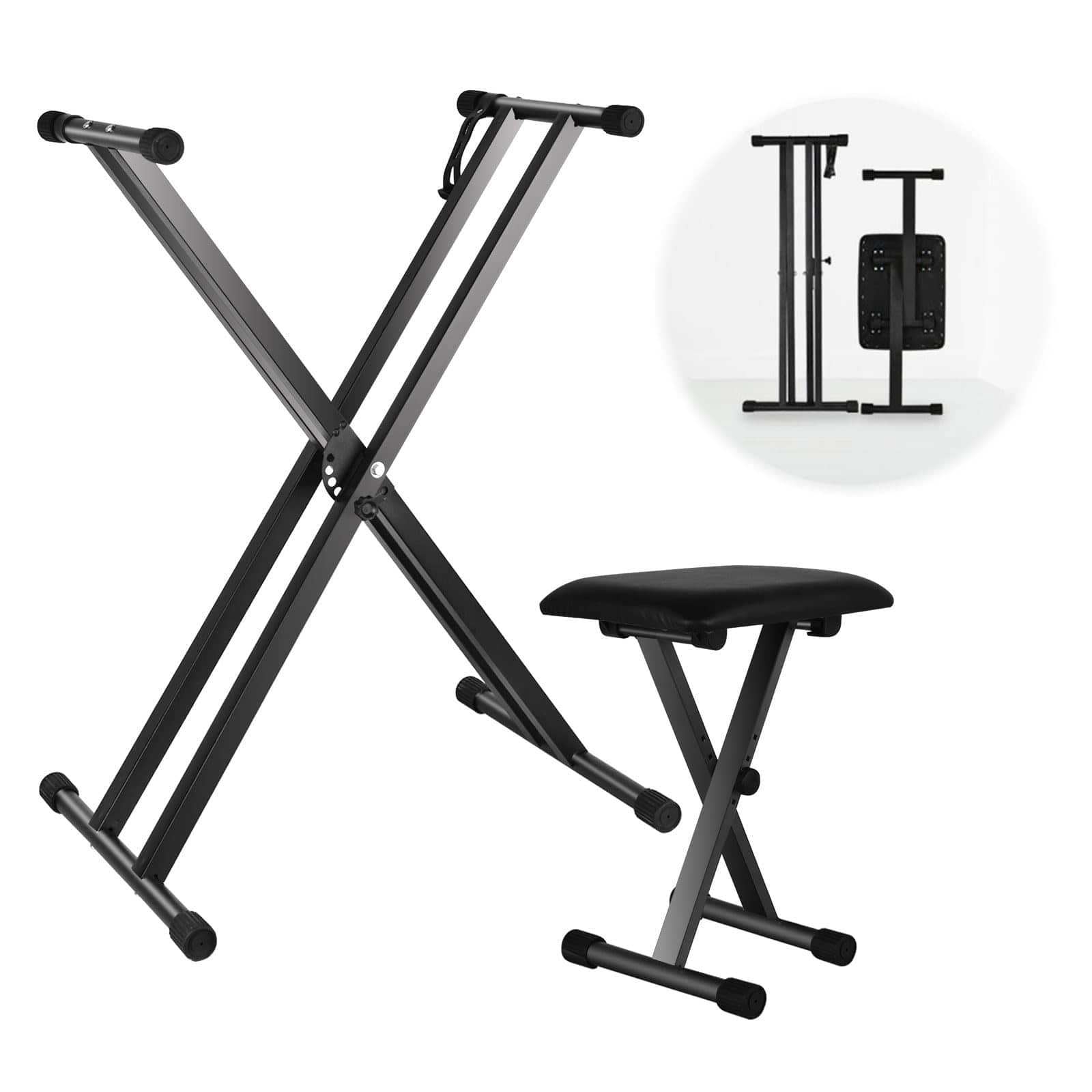 MAGICAL RUBS - Stands And Bench Set Heavy Duty Double-x Stand Adjustable Digital Piano With Lockable Straps (piano X 1 1) - Default