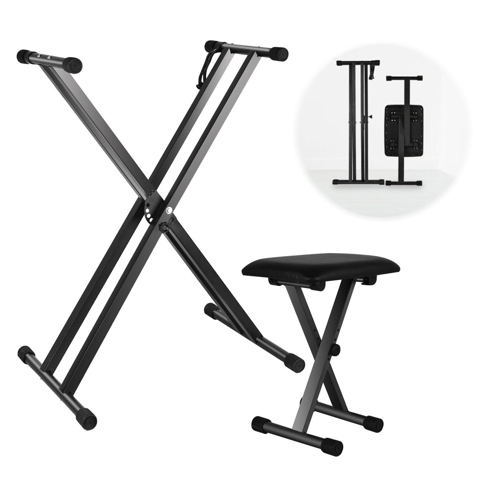 Front. MAGICAL RUBS - Stands And Bench Set Heavy Duty Double-x Stand Adjustable Digital Piano With Lockable Straps (piano X 1 1) - Default.