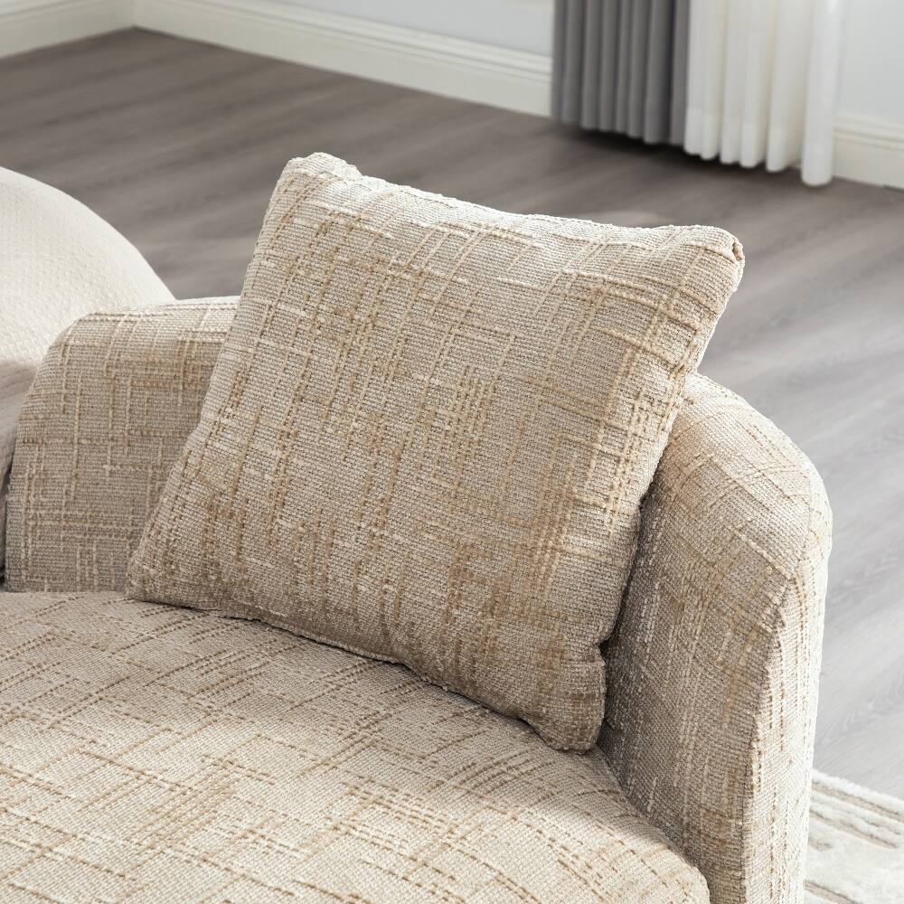 Alt View 1. Ropilly - Ropilly 77.17" Modern Upholstered End of Bed Bench, Chenille Chaise Lounge Couch with Armrests, Wheat - Wheat.