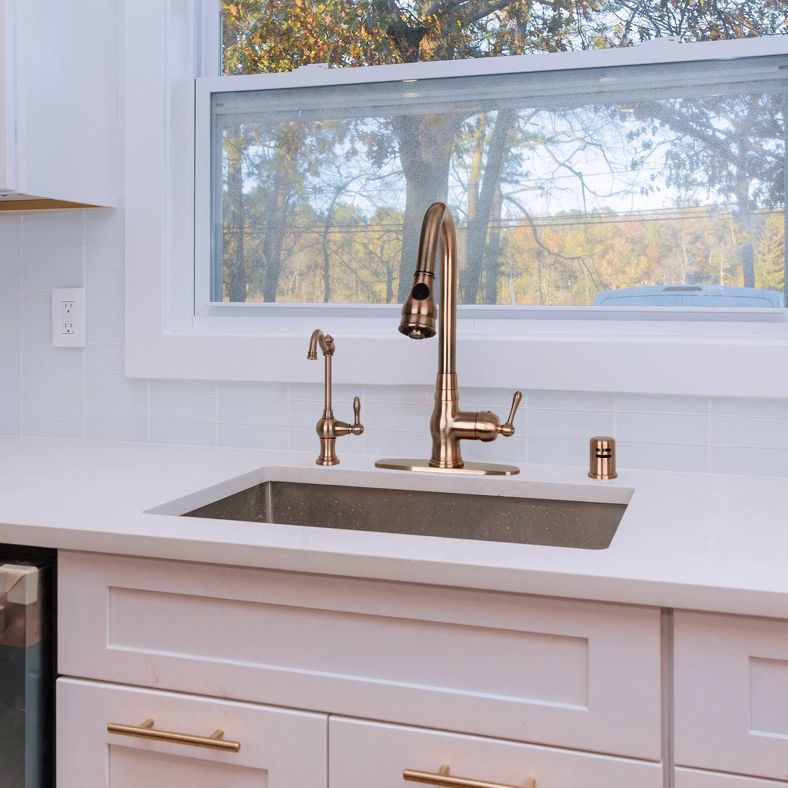 Alt View 4. Akicon - Akicon One-Handle Solid Brass Kitchen Drinking Water Filter Faucet in Antique Copper - Antique Copper.
