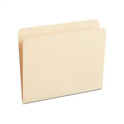 Front. Staples - Staples 100% Recycled File Folder, Single Tab, Letter Size, 100/Box (ST393125/393125) - Manila.